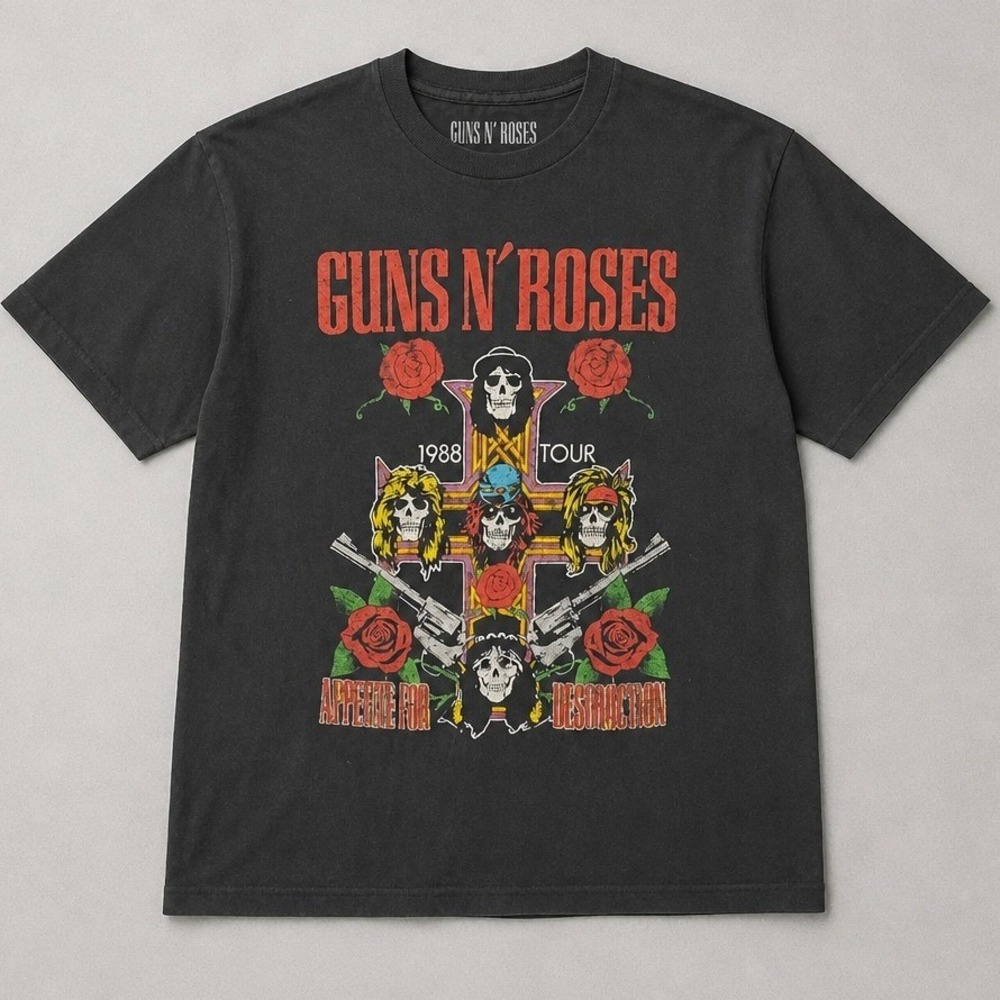 Guns N Roses Graphic T-Shirt XL Black Appetite For Destruction 1988 Tour Print